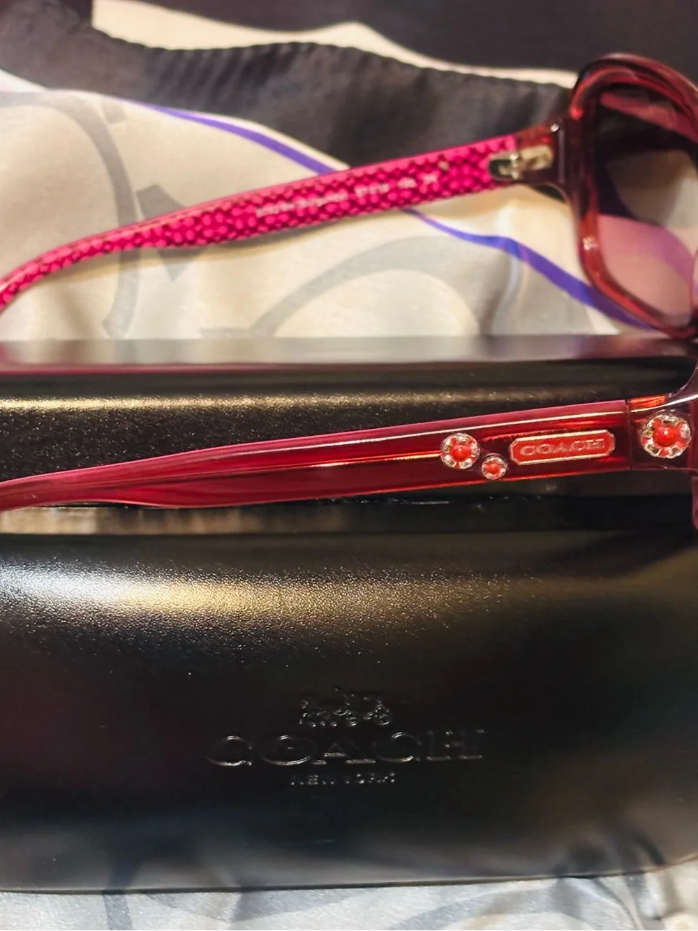 Coach Ciara Burgundy Sunglasses with the Beautiful Classic Daisies